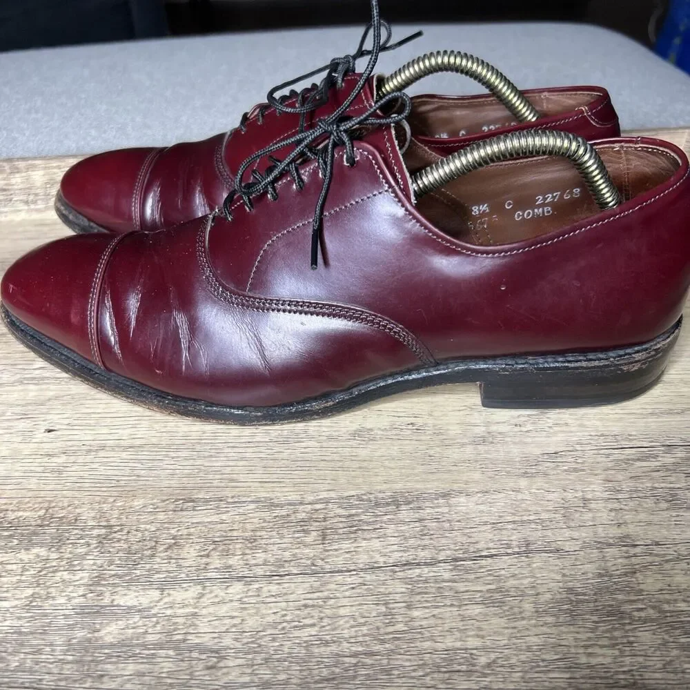Allen Edmonds Park Avenue Burgundy Cap Toe Dress Oxford Leather Shoes Size 8.5 C